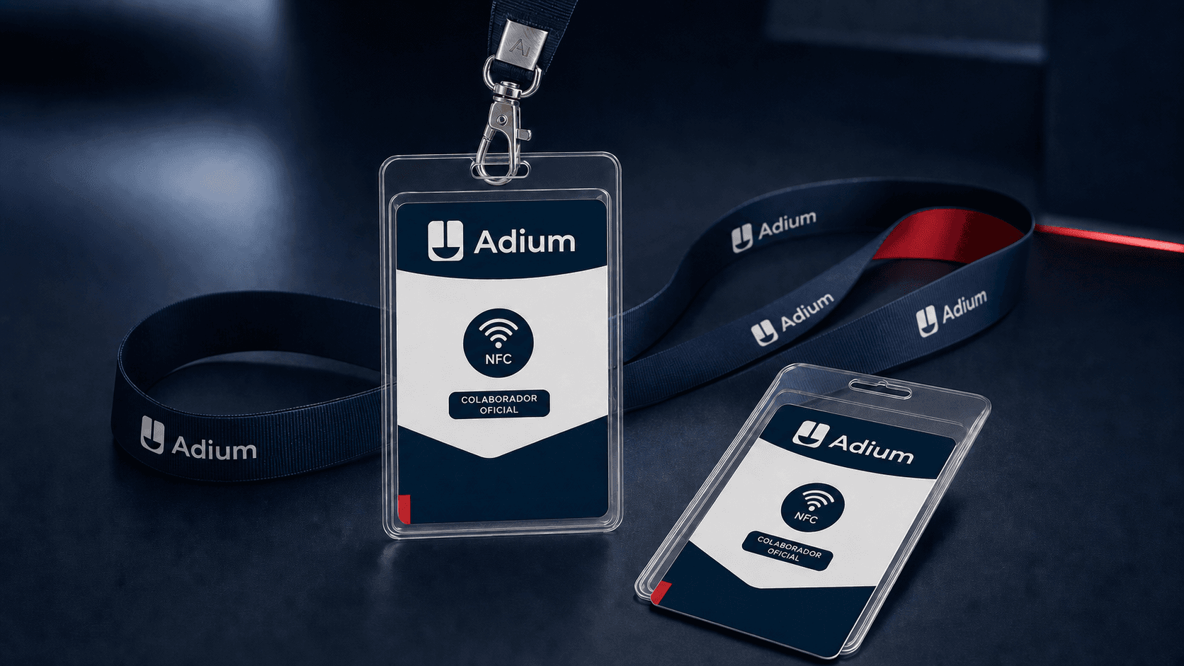 Carnet inteligente NFC, lanyard corporativo y portacarnet desarrollados como solución para Adium
