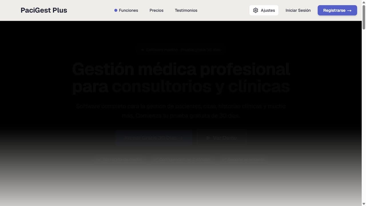 Portada de la plataforma de gestión médica PaciGest Plus